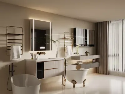 Italian Light Luxury Bathroom 3D model
