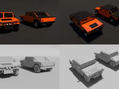 5 low poly urban cartoon cars Low-poly 3D model