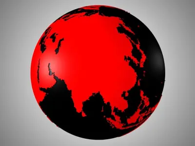 Solid Color Black Red Globe 3D model
