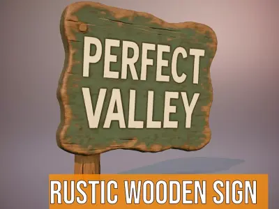 Rustic Wooden Sign model pack Low-poly 3D model