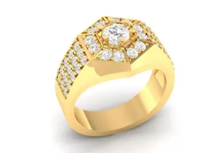 Luxury Geometric Diamond Cluster Ring for Men 152 3D print model