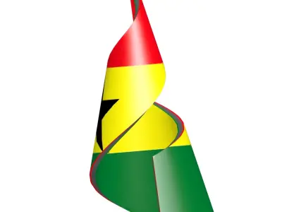 Ghana Flag on a spiral helix structure 3D model