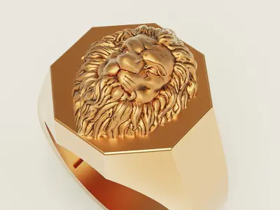 Fashion Lion Ring Silver Gold  Print 3D print model