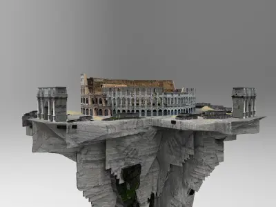 Flying island colosseum 3D model