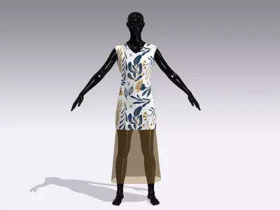 Female Cloth Dress Low-poly 3D model