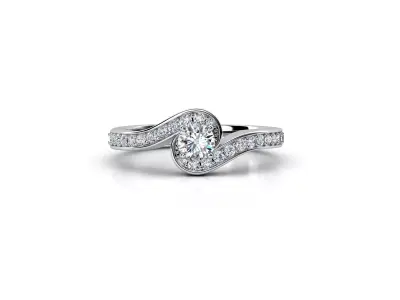 ZDR018 diamond engagement ring gold 3D print model