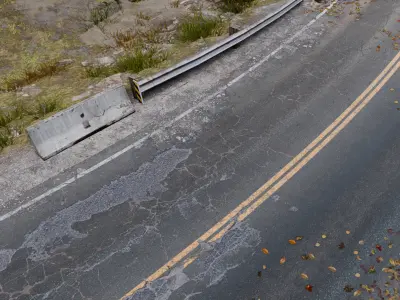 Scenic Autumn Roads through Mountain Valleys Low-poly 3D model