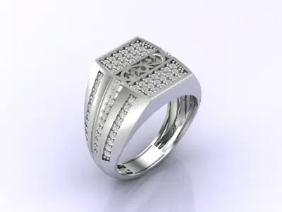 Print Ready STL 3DM  Gents Rings Diamond Men Ring  3D print model 155
