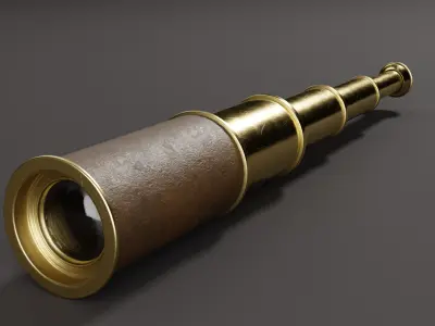 Vintage Brass Spyglass Low-poly 3D model
