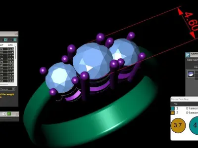 3 Diamonds Rose Gold Wedding Woman Ring 3D Print Model Free 3D print model