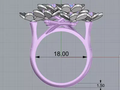 Ring Clover Frivole  - 8 flowers 3D print model