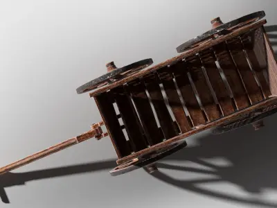Decorative wooden wagon 3D model