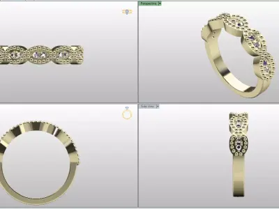 Beaded Oval Eternity Ring  Model RJ 90 3D print model