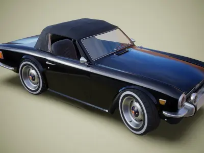 Gameready british retro sports car Low-poly 3D model