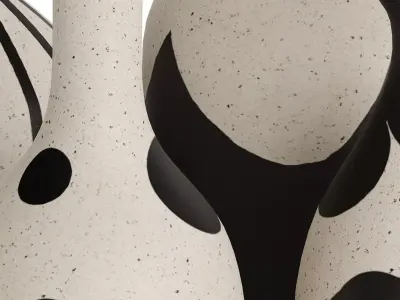 Beige and black ceramic vases 3D model