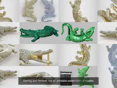 Earring and Pendant Set 3D printable model 0131 3D Model Pack