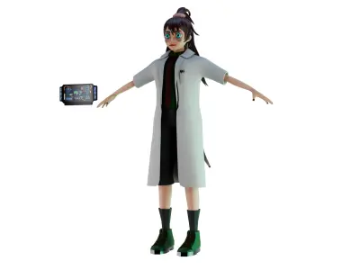 Cyber Tech Girl  Optimized 3D Character for Unreal  Unity Low-poly 3D model