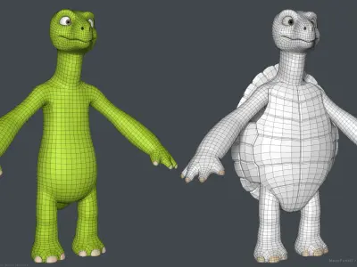Stylized Cartoon Turtle - Biped 3D model