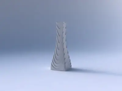 Vase squeezed rectangle with horizontal wavy layers 3D print model