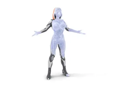 SciFi Warrior Female Character Rigged and Animated Low-poly 3D model