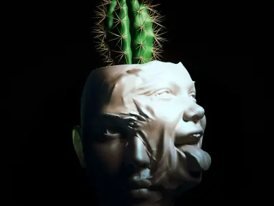 human face stylized pot 3D print model 3D print model