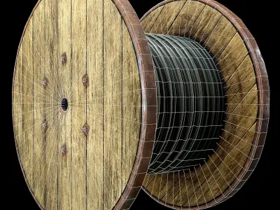 Game-Ready Cable Drum Low-poly 3D model
