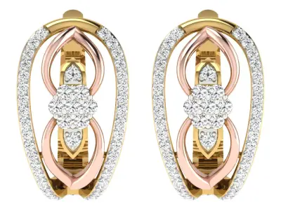 Solitaire Women Drop Earring 3dm STL OBJ FBX Render Details 3D print model 19