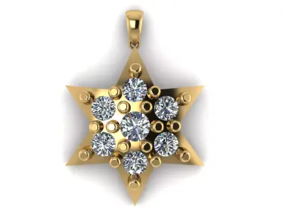DIAMOND AND STAR PENDANT 3D PRINTABLE MODEL 3D print model