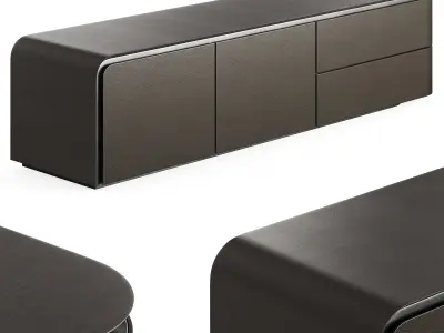 Fendi Edge Low Cabinet Charcoal Fiddleback Sycamore Low-poly 3D model