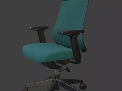Modern Blue Leather Executive Office Chair High Detail 3D Model 3D model