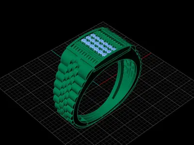 Print Ready STL 3DM  Gents Rings Diamond Men Ring  3D print model 91