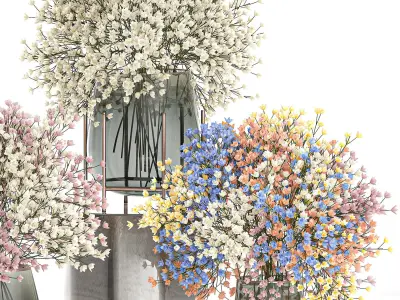 Bouquet of flowers in a vase for decoration 105 3D model