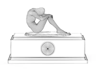 Clock with Metal Sculpture 3D model