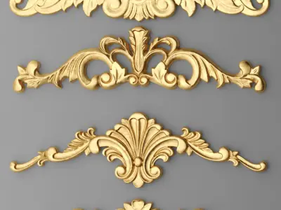 Cartouches SET 7 gold ornate ornaments 3D model