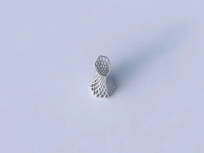 Vase squeezed and bent hexagon with diagonal grid lattice 3D print model