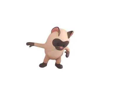 Rigged Siamese Cat Character 3D model