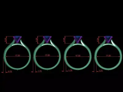 Round 0-75-CT 4 Shank width Sizes Quarter Round 3D Model Pack