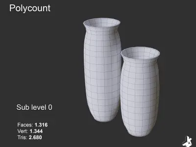 Set of Floor Ceramic Vases 3D model