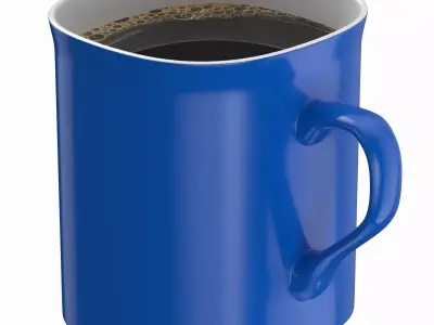 Coffee Mug Blue With Coffee 3D model