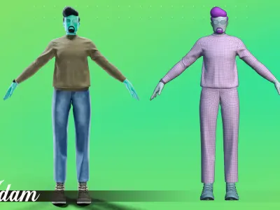 Stylized motion design male character Low-poly 3D model