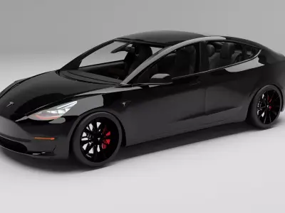 Tesla model 3 with interior 3D model