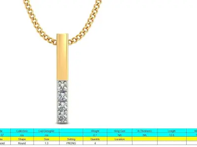 Solitaire Women Pendant 3dm STL OBJ FBX Renders Details 3D print model