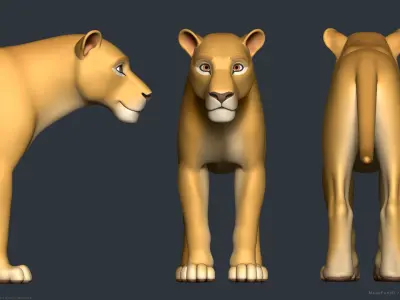 Stylized Cartoon Lion 3D model