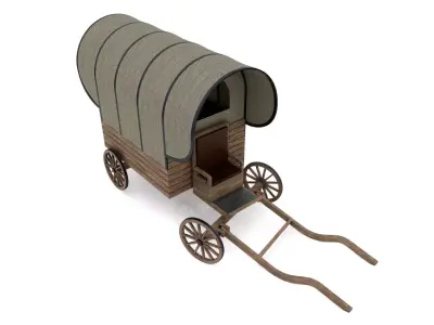WOODEN HORSE CAR Low-poly 3D model