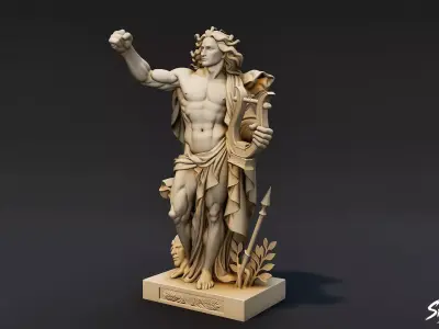 Apollo Statue Low-poly 3D model