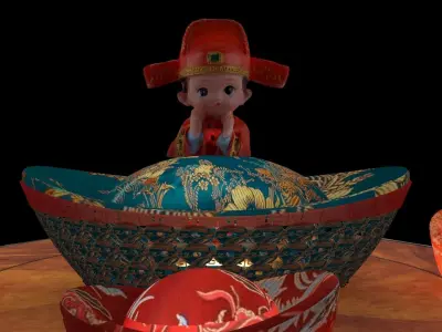 Chinese wedding doll groom  3D model