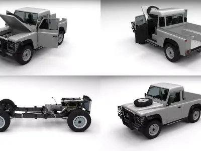 Full Land Rover Defender 90 Pick Up 3D model