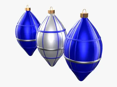Christmas Tree Ornament Set6 - Blue White Low-poly 3D model