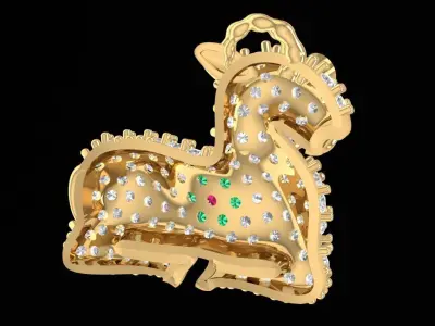 Luxury Zodiac Goat Pave Pendant 3D Model  2287 3D print model