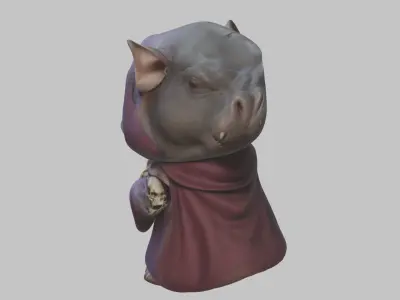 Moodeng hippo warlock Low-poly 3D model